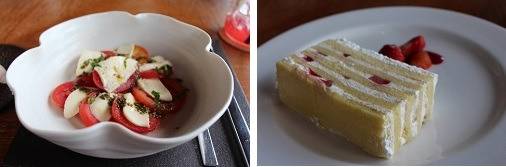 　トマトとモッツァレラのサラダ　　　　　　デザートは苺のショートケーキ